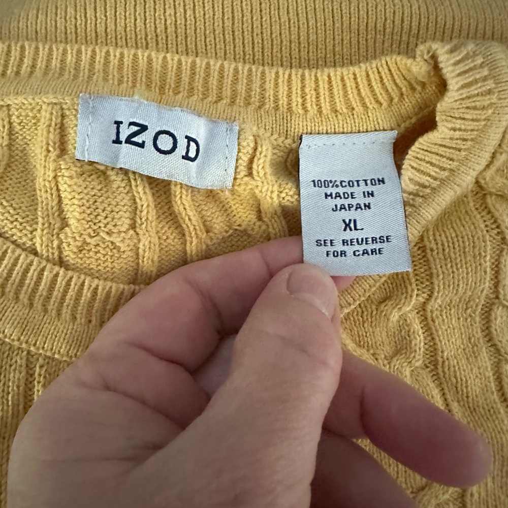 Izod mens yellow cable knit pullover sweater XL - Picture 5 of 5
